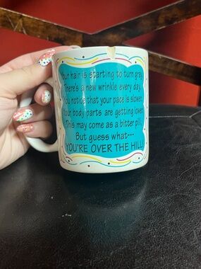 Ceramic 'You're Over the Hill' Mug - Teal Panel Accent